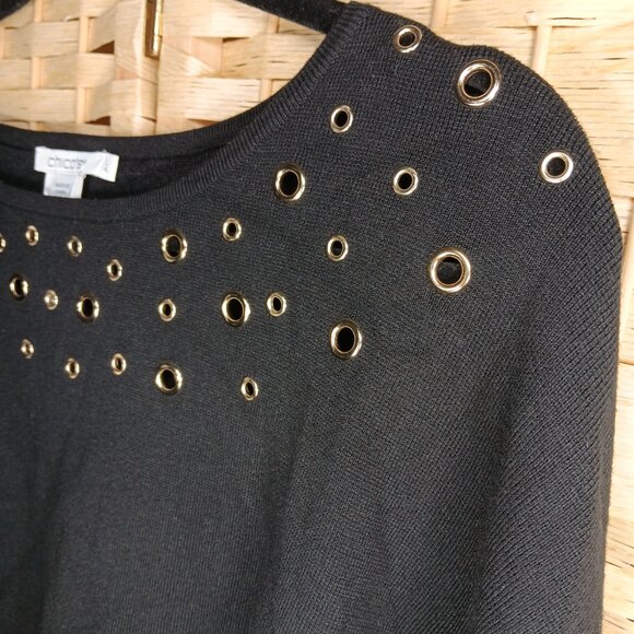 Chico's Grommet Scoop Neck Long Sleeve Sweater Rayon Blend Relaxed Batwing L 12 - Picture 10 of 12
